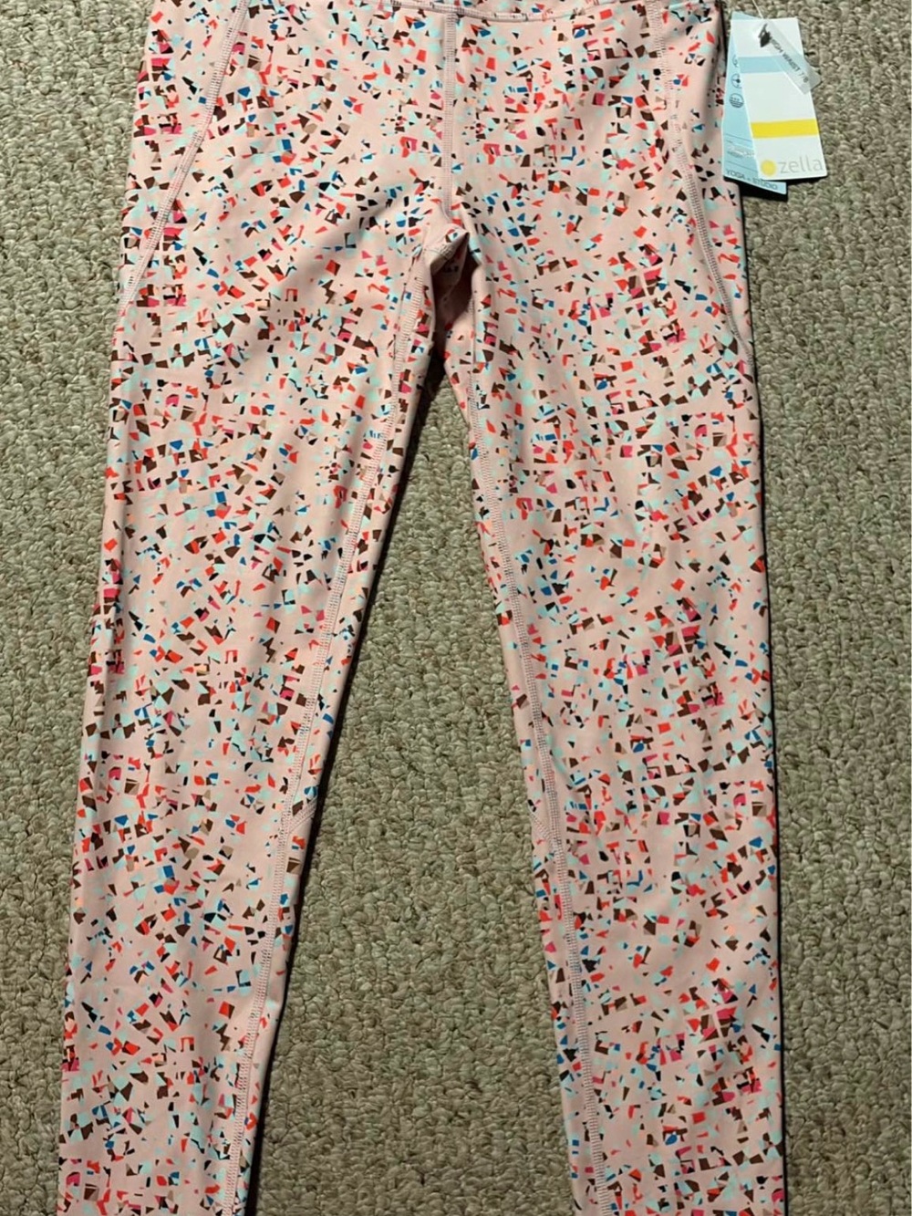 Zella Pink Confetti Print Girls' Leggings with Multicolor Accents